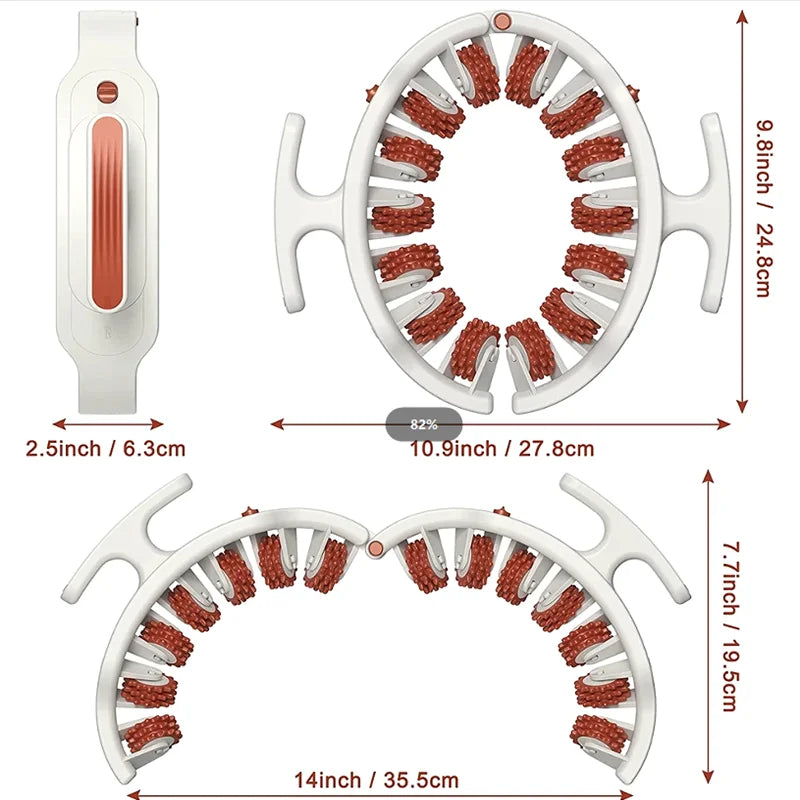 Measurement chart of a white and red product with dimensions labeled.