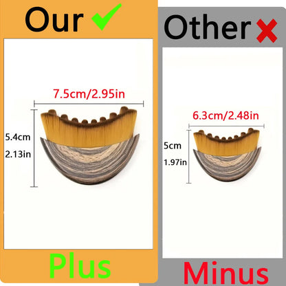 Comparison of two dry brushes with measurements and labels indicating 'Our' is correct and 'Other' is incorrect.